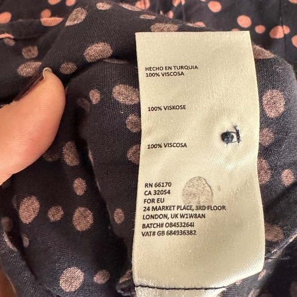 Maeve Blue Pink Polka Dot Abstract Tunic Blouse Size Small Roll Sleeve Light - Picture 6 of 7